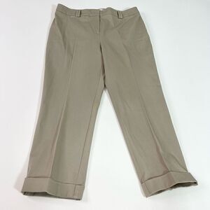 Chico's Pants The Ultimate Fit Crop Womens Medium Tan Flat Front NEW Belt Loops